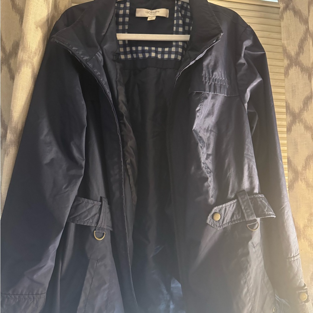 Liz Claiborne Navy and Checkered Rain Jacket